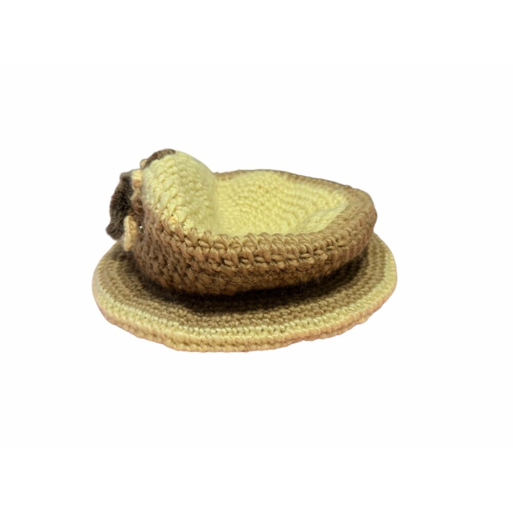 Women's Brown Cream Crocheted Flower Embellish Faux Far Circle Hat - Picture 2 of 6